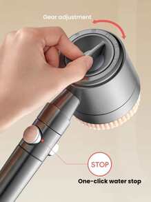 3pcs Shower Head Set With Massage Mode, 5 Gear Adjustable Stainless Steel Anti-Explosion Handheld Shower Head And Bracket, Exfoliating Shower Head
