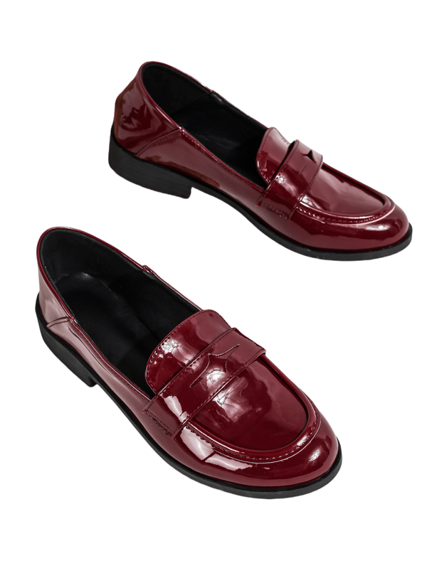 Leather Effect Pocket Loafers, Preppy College Fashion