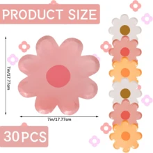 30pcs Daisy Paper Plates, 7 Inch Cute Daisy Plates Flower Shaped Plates Boho Hippie Plates Flower Dessert Plates Daisy Party Decorations For Birthday BabyShower Wedding Spring Party - Multicolor - View 10