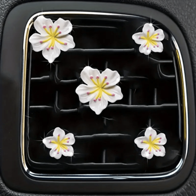 Set da 5 pezzi di deliziosi fiori di pesco per decorazione auto, freschi e semplici, con incenso incluso