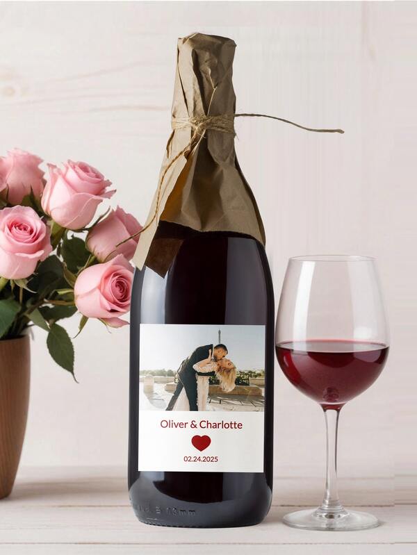 1~6 pièces Étiquette de vin personnalisée avec photo de taille sur mesure, étiquette de fiançailles de vin personnalisée, cadeau de fiançailles, étiquette de vin de mariage, cadeau de proposition, cadeau pour le couple, cadeau d'anniversaire, étiquette de vin de couple nouvellement fiancé, cadeau d'anniversaire 21 ans, étiquette de vin personnalisé, cadeau d'anniversaire 25 ans, cadeau d'anniversaire 2025, cadeau de fête des mères, cadeau de fête des pères, autocollants, étiquette de champagne, étiquette de whisky, étiquette de tequila