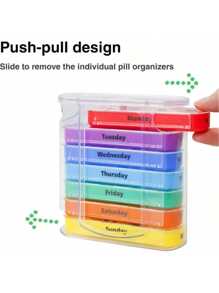 7-Day Stackable Travel Pill Box - Weekly Pill Organizer For 1 Day 4 Times Supply - Colorful Rainbow Design, Durable Plastic Material, Compact And Portable Vitamins Containers