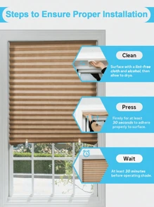 1 peça de cortina de cor sólida sem ferramentas, cortina de tecido plissado com filtragem de luz original, cortinas plissadas nórdicas minimalistas - Feita de 100% poliéster, proteção UV, blackout, isolante, leve, resistente ao desbotamento - adequada para quarto, sala de estar, cozinha, sala de jantar, banheiro - perfeita para todas as estações