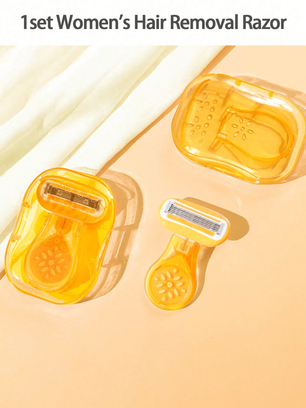 Maquinilla de afeitar manual de seguridad amarilla para mujeres, que incluye afeitadora para axilas, piernas y zona del bikini. Maquinilla de afeitar portátil con cabezal de afeitado reemplazable de acero inoxidable de 5 cuchillas. Accesorio: mango, cabezal y estuche de almacenamiento. Apta para verano, viajes, ir al trabajo, estudiantes universitarias, regalos para hermanas, chicas y amigas.