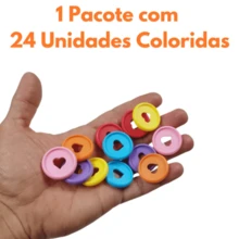 Pacote Com Discos Plásticos Coloridos Coração  Para Caderno Inteligente Refil Organizador- com 24 discos