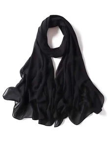 1pc Lightweight Chiffon Solid Color Scarf, Simple & Versatile Women Fashion Accessory Neck Wrap, Sun Protection Shawl For Dress - Multicolor - View 9