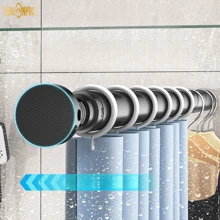 1 pieza Barra de cortina extensible y multifuncional de acero inoxidable reforzada, sin necesidad de taladrar, telescópica, adecuada para balcón, baño, sala de estar, dormitorio, armario y talla grande accesorios de baño para volver al colegio