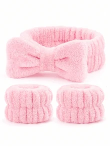 1 件洗脸头带/2 件洗脸腕带/3 套水疗头带、化妆头带、洗脸头带、护肤头带、蝴蝶结、泡泡、水疗头带、腕带、女士和女孩发饰套装 - 彩色 - 查看 24