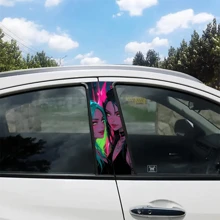 2pcs Cool Girl Face Graphic Car Stickers - Protective Film Suitable For B-Pillar Exterior Accessories