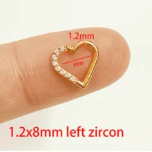 1 件镀金 16G 鼻环 Rook Daith 穿孔耳环心形锆石耳软骨耳屏珠宝适合女士女孩情人节、妈妈、母亲、母亲节、礼物