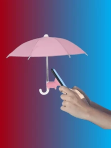 Mini Umbrella For Smartphones With Universal Pig-Shaped Suction Cup Holder, Outdoor Anti-Glare Sun Shade, Made Of Polyester Fiber Material, Rain And Sunlight Proof, Screen Protector - View 1