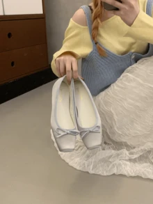 Inner Height Increased Single Shoe Women's New Shallow Mouth Shovel Shoes Gentle Retro Casual Thick Sole Ballet Beans Shoes