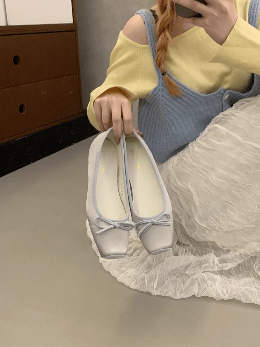 Inner Height Increased Single Shoe Women's New Shallow Mouth Shovel Shoes Gentle Retro Casual Thick Sole Ballet Beans Shoes