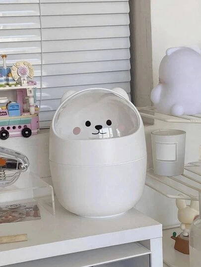 1pc Mini Garbage Bin, Covered Small Trash Can, Desktop Trash Can, Plastic Desktop Waste Paper Basket, Swing-Top Design To Prevent Odor Leakage, Used For Storing Fruit Peel And Paper Scraps On Desk To Keep Tidy, For Bathroom, Home Office Desk Decor,Coffee Table, Office, Living Room, Study,School Supplies,Back To School