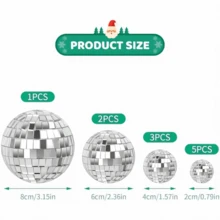 Volumoon 11pcs Mirror Disco Ball Set, Silver Disco Balls, Mirror Disco Balls For Party, Carnival, Christmas Tree Decoration - Silver - View 3