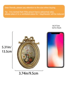 1pc Small Retro Oval Photo Frame, Mini Antique Gorgeous Photo Frame, Desktop Display And Wall-Mounted Home Decoration, Old Photo Gallery Art Decoration, Bronze Gold.