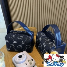 Sanrio 1 pièce Étui cosmétique en velours côtelé Hello chat de Sanrio, grande capacité, trousse à maquillage, sac à crayons avec imprimé aléatoire, pour vacances, plage, salle de bain, chambre, grande capacité