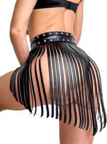 Women's Sexy Corsets, Women's Sexy Corsets, Tassel Short Leather Skirt Garters, Leather Lingerie Bondage, Punk Goth Fetish Clothing, Belt, Tassels, Short Leather Skirt, Garters, Leather Lingerie, Bondage, Punk, Gothic, Fetish, Clothing, Female Style, Gothic