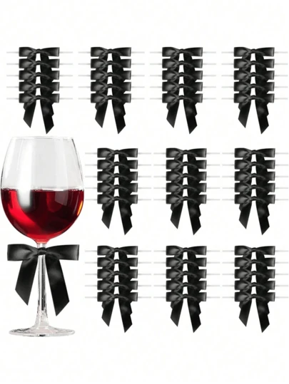 丝带黑色/粉色/蓝色/白色/黄色/绿色蝴蝶结装饰 2.5 英寸预制粉色蝴蝶结礼品包装招待袋派对礼品婚礼礼品包装粉色蝴蝶结快餐袋派对礼品婚礼装饰 -10 /50pts