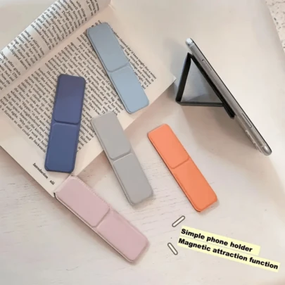 1 件人造皮革手机支架，折叠式推拉式手机支架，不防水，磁性手指支架，适用于通用手机支架，桌面休闲支架，兼容 、Android 手机，生日、家人、朋友的礼物，推拉式手机握把，手机配件