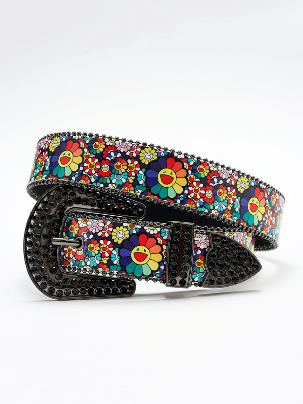 1 pezzo Cintura casual unisex con stampa di girasole, cintura di moda streetwear Y2K, regalo per uomo e donna, compleanno, festival musicale