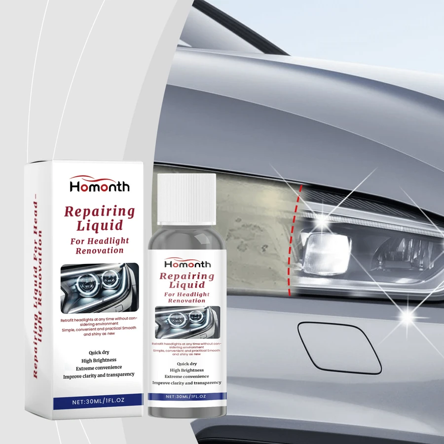 Car Headlight Restoration Liquid, Car Headlight Polish Steam, Polymer Polishing Liquid, Headlight Renewal Agent, Car Lamp Renewal Spray, Transparent, Anti-UV, Easy To Use, Protection