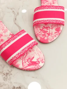 Revreal Monochrome Printed Slide Sandals Fashionable - Fuchsia - View 2