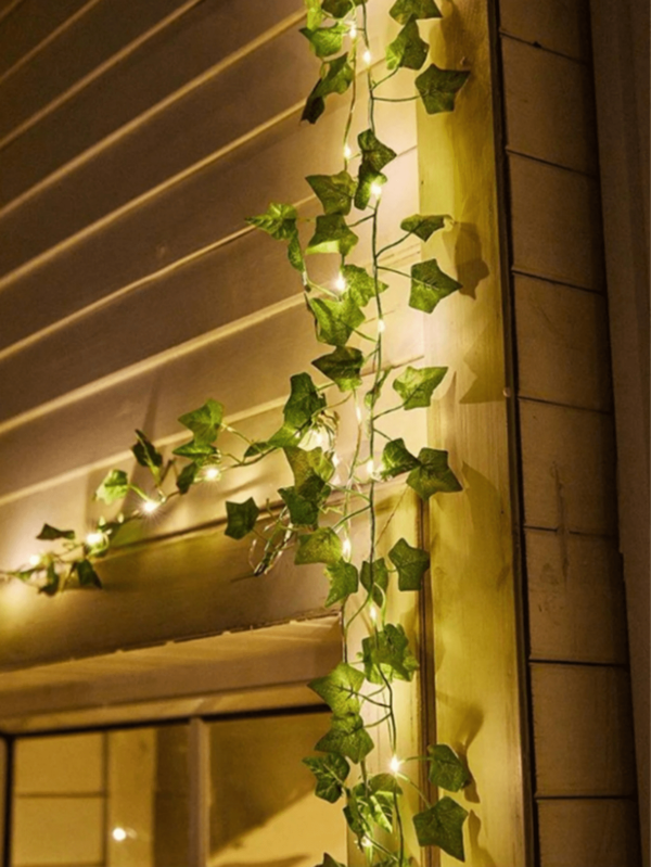 20/50/100 LED Battery Operated String Lights,Artificial Ivy Garland ,Battery Box Powered Green Vine Garland Chandelier,For Hanging Fake Vines Lamp Decoration For Home Bedroom, Christmas, Party, New Year, Wedding Wall Decor,Living Room Classroom Decor, Valentine Day, Gift (Batteries Not Included)