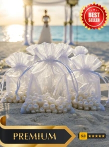 Kit 10/20/50/100 Un Saco Saquinho Organza 7x9 9x12 10x15 Branco Lembrancinhas Festa Casamento