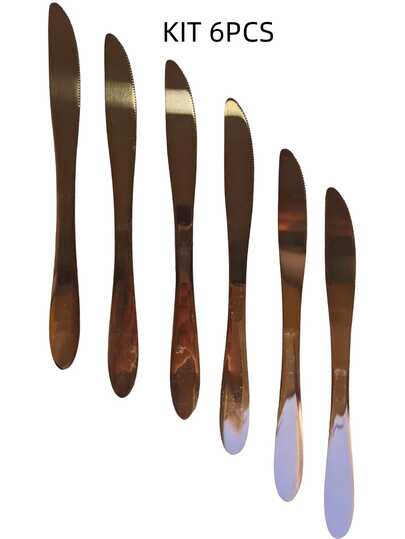 Kit 6 Facas De Mesa Inox Para Casa, Bar, Restaurante, Pizzaria, Buffet - BINGO