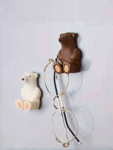 1 件卡通硅胶牙刷架，3D 北极熊壁挂式吸盘牙刷架，用于悬挂小物品返校