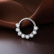 1 pieza Aros de aro de circonita redonda de titanio para mujeres, para cartílago, daith, rook y perforaciones de septum, joyería corporal - TF661 - Ver 6