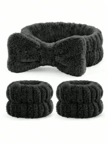 1 件洗脸头带/2 件洗脸腕带/3 套水疗头带、化妆头带、洗脸头带、护肤头带、蝴蝶结、泡泡、水疗头带、腕带、女士和女孩发饰套装 - 彩色 - 查看 27