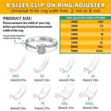 KLONKEE 14 piezas Ajustador de anillo de silicona invisible, almohadillas de protección de anillo para ajustar y evitar daños en el anillo para mujeres y hombres - transparente - Ver 4