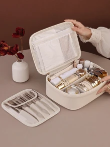 1pc Large Capacity Partition Storage Makeup Bag Travel Portable Toiletry Bag Cosmetics Storage Bag, Multi-Layer Detachable Makeup Bag, Unisex Skin Care Products Storage Bag, Suitable For Carrying Beauty Essentials Holiday Essentials Holiday Travel Essentials Travel Bag Travel Accessories Graduation Back To School Supplies