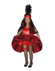 Vestido Disfraz Can Can Burlesque Infantil Festival Tema Escuela - Rojo - Ver 1