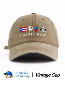 1 件 DTMF 波多黎各印花水洗棒球帽，原装男士帽子，经典休闲时尚复古柔软吸汗带可调节尺寸轻质防晒多功能爸爸帽，适合户外运动日常穿着派对度假送给家人和朋友的完美礼物