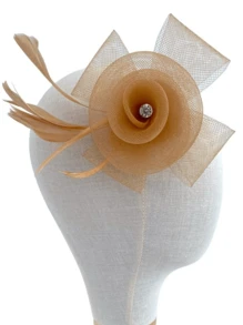 1 buc. Fascinators pentru femei, pălărie de petrecere a ceaiului, Kentucky Derby Loop, pălării cu pene, fantezie, bentiță de nuntă, elegantă