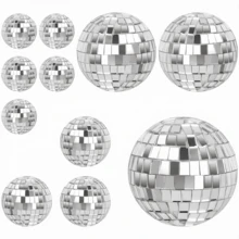 Volumoon 11pcs Mirror Disco Ball Set, Silver Disco Balls, Mirror Disco Balls For Party, Carnival, Christmas Tree Decoration - Silver - View 2
