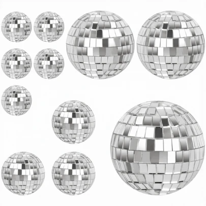 Set de 11 piezas Volumoon de bolas de espejo disco, bolas disco plateadas, bolas de espejo disco para fiestas, carnavales, decoración de árboles de Navidad