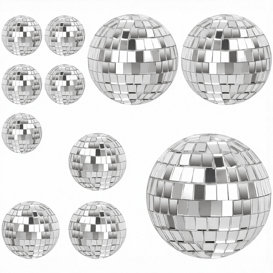 Volumoon 11pcs Mirror Disco Ball Set, Silver Disco Balls, Mirror Disco Balls For Party, Carnival, Christmas Tree Decoration