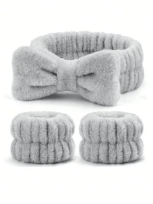 1 件洗脸头带/2 件洗脸腕带/3 套水疗头带、化妆头带、洗脸头带、护肤头带、蝴蝶结、泡泡、水疗头带、腕带、女士和女孩发饰套装 - 彩色 - 查看 17