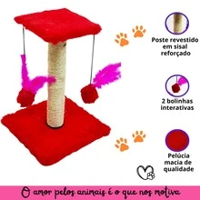 Scratching Post With Double Sisal Cat Toy - Rojo - Ver 5