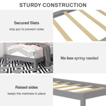 Better Homes & Gardens Leighton Kids Twin Size Bed, Wood Platform Bed Frame - Gray - View 5