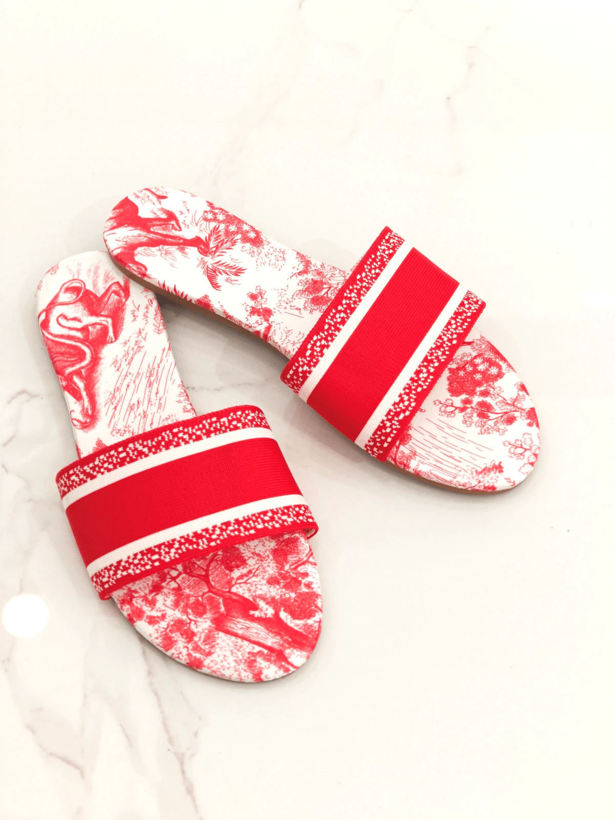 Revreal Monochrome Printed Slide Sandals Fashionable - Red - View 1