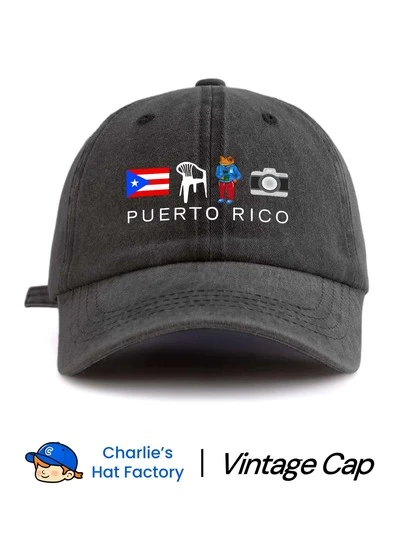 1 Pc DTMF PUERTO RICO Print Washed Baseball Cap, Classic Casual Stylish Vintage Soft Sweatband Adjustable Size Lightweight Sun Protection Versatile Dad Hat, Suitable For Outdoor Sports Daily Wear Party Vacation Perfect Gift For Families And Friends