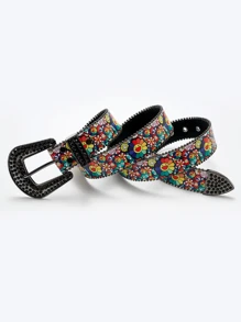 1 pieza Cinturón informal unisex con estampado de girasol, cinturón de moda y "Y2K", regalo para hombres y mujeres, fiesta de cumpleaños, festival de música