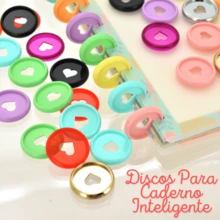 Pacote Com Discos Plásticos Coloridos Coração  Para Caderno Inteligente Refil Organizador- com 24 discos