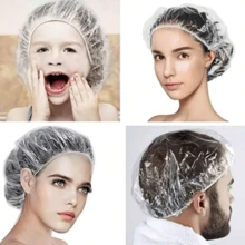 10/30/50/100pcs Transparent Disposable Non Wash Shower Cap, Waterproof Elastic Shower Cap, Thick, Large, High Elastic Shower Cap, Used For Bathing And Hair Care, Easy To Carry During Travel