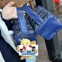 Sanrio 1 pièce Étui cosmétique en velours côtelé Hello chat de Sanrio, grande capacité, trousse à maquillage, sac à crayons avec imprimé aléatoire, pour vacances, plage, salle de bain, chambre, grande capacité